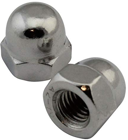 D2D | VPE: 10 Stück - Sechskant Hutmuttern hohe Form - Größe: M16 - DIN 1587 - Edelstahl A2 V2A | Ziermuttern