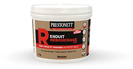 Enduit de Rebouchage PRESTONETT REBOUCHER en Pâte en Pot de 1 KG pour Intérieur et Extérieur