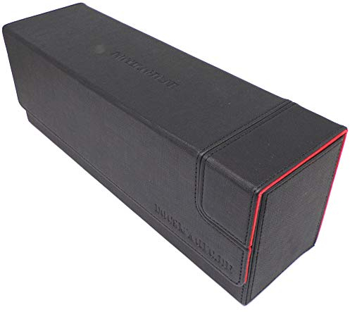 docsmagic.de Premium Magnetic Tray Long Box Black/Red Medium - Card Deck Storage - Porta Mazzo Scatola di Immagazzinaggio Nero/Rosso