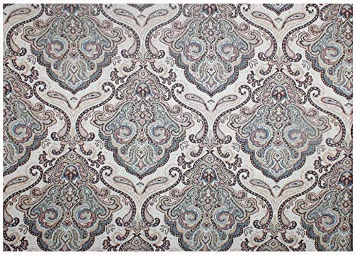 Russo Tessuti Tessuto Gobelin Arredamento Cotone Medaglione Verde Vintage 50x280 cm