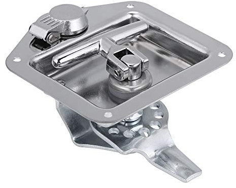 T-Shape Handle Lock, 12.5 * 12.2cm/4.9 * 4.8in Stainless Steel Folding T-Shape Handle Lock Tool Box Keys Kit Door Latch T-Handle Lock for Truck Trailer