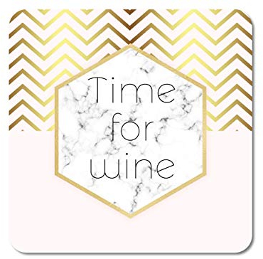 Interluxe LED Untersetzer - Time for Wine in Marmor & Gold-Optik - leuchtender Getränkeuntersetzer als Tischdeko für Hochzeit, Geburtstag, Mädelsabend