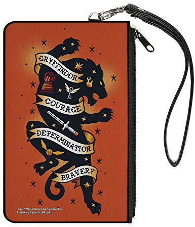 Buckle-Down The Wizarding World of Harry Potter Geldbörse, Zip Clutch, Harry Potter Gryffindor Lion Traits Tattoo Orange, Canvas, Harry Potter, 20 x 12.7 cm