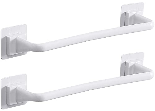 2 Stück Handtuchstange, Kunststoff-Wandhalterung, Topfdeckelhalter, selbstklebende Kleiderbügelstange, Organizer, Bar, Badezimmer-Zubehör, für Küche, Badezimmer, WC (Weiß, 34 cm)