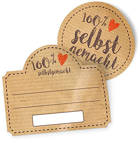 itenga Marmeladen Etikett zum Beschriften Aufkleber Sticker braun selbstklebend für Marmelade Einmachgläser Geschenke - hochwertiges Papier - 10 Aufkleber rund und 10 Aufkleber rechteckig
