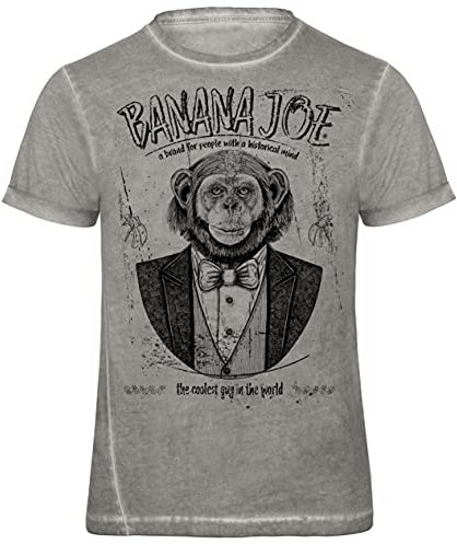 Banana Joe Original DNM Design-Shirt - The Cool Monkey im Used Jeans Look mit Premium Druck - Grau M