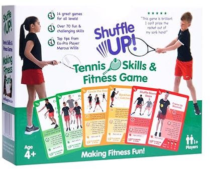 Shuffle Up Tennis Games – Family Game with 70+ Fun & Active Fitness Workout Cards for Tennis Practice, Kids Tennis Card Game for Indoor or Outdoor Play, Tennis Gifts for Boys and Girls