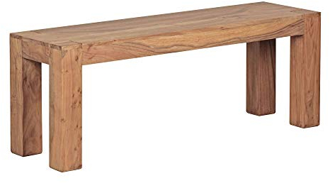 KADIMA DESIGN Sitzbank Landhaus-Stil: Massivholz, Akazie/Sheesham, 160/180x45 cm, 200/250 kg Belastung, handgefertigt Farbe: Beige, Große: 120x35x45