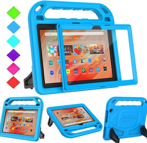 BMOUO Custodia per bambini per tablet Fire HD 10 e Fire HD 10 Plus (11a generazione, versione 2021), con pellicola proteggi schermo, custodia antiurto per bambini per tablet Amazon Fire HD 10 e Fire