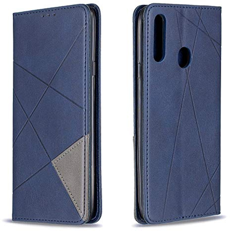 Posanter Kompatibel mit Samsung Galaxy A20S Hülle, Leder Brieftasche Flip Handytasche Schutzhülle Klapphülle, 360 Grad TPU Stoßfest Leder Hülle mit [Magnetisch, Kartenfach, Standfunktion] (Blau)