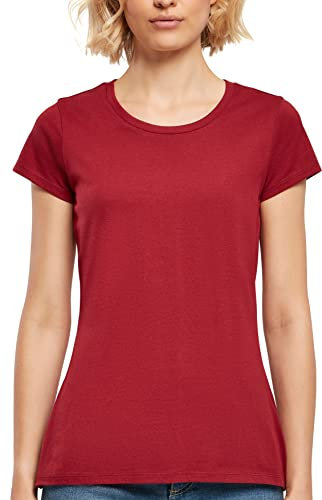 Build Your Brand Damen T-Shirt Ladies Basic Tee, Farbe Burgundy, Größe XXL
