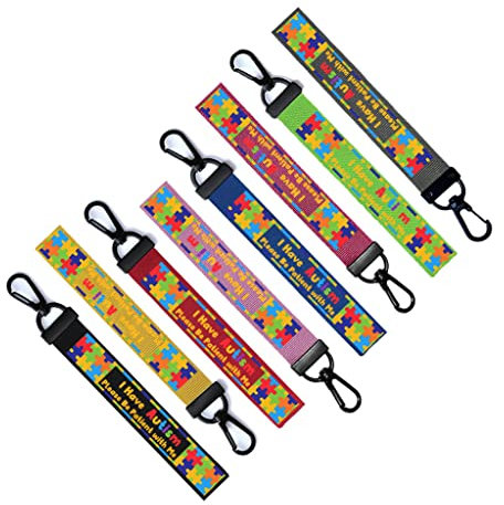 inking house I have Autism Please be patient with me jigsaw tag Luggage Tag Zipper Pull Keychain Bag Autism awareness Keyring Active (BLUE)