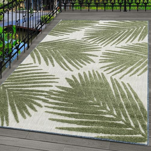 Indoor & Outdoor Teppich Wetterfest Palmen Design Teppich Küchen Balkon Terrasse Garten auch Wohnzimmer Teppich, Farbe: Grün, Größe: 240 x 340 cm