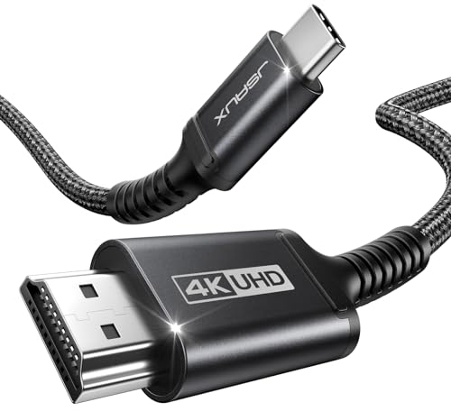 JSAUX USB C auf HDMI Kabel 3M,USB Typ C zu HDMI 4K UHD Kabel für Thunderbolt 3 Kompatibel mit iPhone 16/15, MacBook Pro 2018, MacBook Air/iPad Pro 2018, Galaxy S25/S24/S10/S9, Surface Book -Schwarz