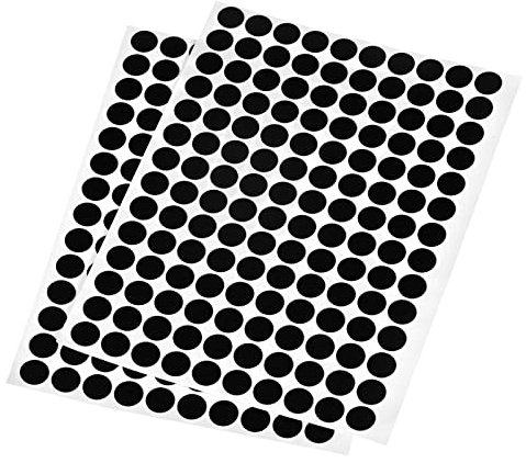sourcing map Screw Hole Cover Stickers, 12mm Dia PVC Self Adhesive Covers Caps for Wood Furniture Cabinet Shelf Wardrobe, Black 2 Sheet/280pcs