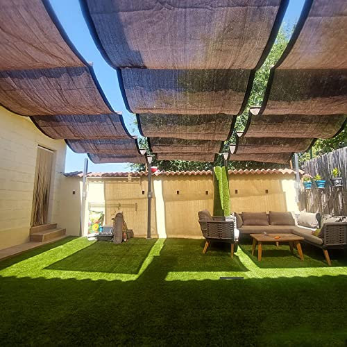 Geovne U Shape Wave-Sonnensegel,Atmungsaktives Einziehbar Sonnensegel,Wave Shade Sail Markise,Schatten Segel,90% Schattenspender,Keine Stützstange,für Pavillon Balkon,mit Zubehör (1.7x15m/5.5x49ft)