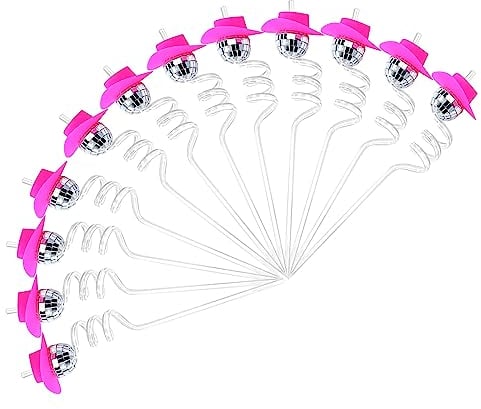 maxant 12 Piece Mirror Disco Ball Straws, 1970s Mini Decorative Reusable Cocktail Straws Glitter Drinking Decor for Party Holiday Wedding Birthday Home Bar Coffee Shop Supplies (Silver 2) (L01721)