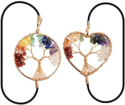 2 Stück Lesezeichen Gummiband Lebensbaum Bookmark Chakra Lesezeichen Heilstein Vintage Metall Lesezeichen für Lehrer, Schüler, Leser, Geburtstagsgeschenke, Weihnachtsgeschenke (2 Stile)