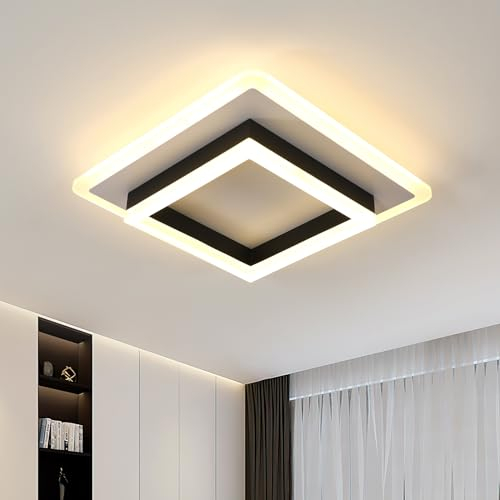 LED Deckenleuchte, 30W Modern Deckenlampe Led Quadrat Warmweiss 3000K, Creative Geometrie Design Schwarz-Weiß Acryl LED Deckenbeleuchtung für Schlafzimmer Küche Wohnzimmer