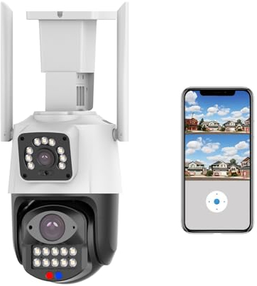 SECUEYE APP 4MP Dual Lens Camera 2K WiFi Wired Pan/Tilt/Zoom Auto Tracking Human Detection Color Night Outdoor Security IP65 Waterproof 24/7 Recording