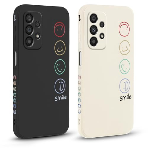 Pnakqil 2 stück Handyhülle für Samsung Galaxy A33 5G 6.4,Hülle Süßes Bemaltes Smile Face Design Case Weiche Tasche für Damen Geschenk Modische TPU Dünn Kameratasche Schutzhülle für Samsung A33 5G