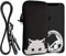 kwmobile Handytasche für Smartphones XL - 6,7/6,8 - Neopren Handy Hülle Schwarz Weiß - Handy Tasche mit Kette 17,2 x 8,4 cm Innenmaße - Neugierige Katze