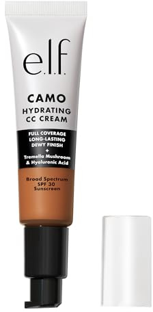 e.l.f. Hydrating Camo CC Cream, SPF 30, Color Correcting Full Coverage Foundation For A Dewy Finish, Vegan & Cruelty-Free, Deep 510 C