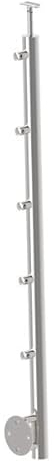Sellon24® Pali in acciaio inox, ancoraggio laterale, diametro 42,4, altezza 1000 mm, include 5 supporti per barra trasversale diametro 12,0 mm, corrimano V2A, lucido K320, balcone laterale,