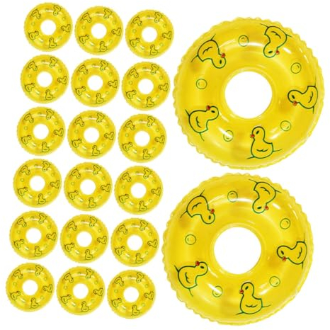 CIYODO Puppenzubehör 20st Entenschwimmring Puppe Mini-schwimmringe Mini-rettungsring Kleine Schwimmringe Mini- -dekore Ornament Mini- -Requisiten Modelle PVC Schwimmbad Kind Miniatur