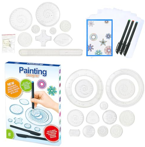 KBIBCK Spirograph Kinder, Kreatives Zeichen-Set mit Mandala, Spiral Designer, Mandala Schablone, Zeichnen lernen für Kinder ab 6 Jahren, Zeichen-Set mit Mandal-Schablone(27 Stück)