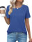 Bodhi talk Damen Tshirt Sommer: Damen Tshirt Pleated Kurzärmeliges - Atmungsaktiv Plissee Locker Sommer Baumwolle - Sommer Rundhalsausschnitt Freizeit Stretch Tshirt