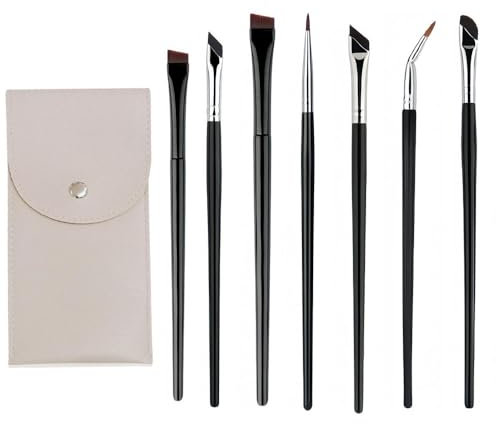 Esforzarse Lot de 7 pinceaux pour eye-liner, Eyeliner en gel de précision, Set de pinceaux de maquillage professionnel pour yeux avec pinceau eye-liner, pinceau pour eye-liner angle, pinceau fard à