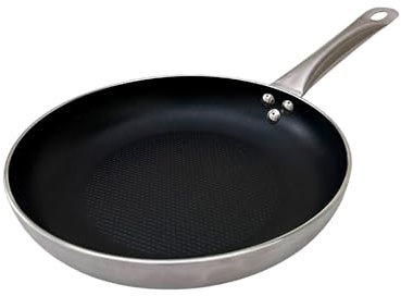 FMprofessional Sartén Plana Antiadherente 24 cm, Revestimiento Antiadherente ILAG Essential Doble Capa, Alta Conductividad Térmica, Ligera y Resistente a la Corrosión, 24x4,5 cm, 1 ud
