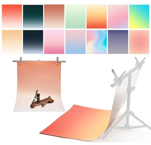 7PCS 14Patterns Photography Gradual Background Paper Without Stand, Double-Sided Waterproof Reusable 34x23in Morandi Photo Tabletop Backdrops for Food Jewelry Cosmetics Makeup