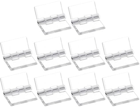 sourcing map 10Pcs Acrylic Hinges 30x35mm Clear Folding Hinge with Stainless Steel Shaft Transparent Hardware Hinge for Cabinet Drawer