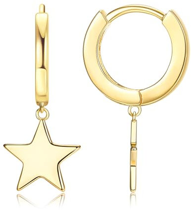 Milacolato Creolen mit Anhänger Gold Silber 925 Hypoallergene Huggie Creolen Ohrringe Hängend mit Stern Anhänger Tropfen Ohrringe Damen