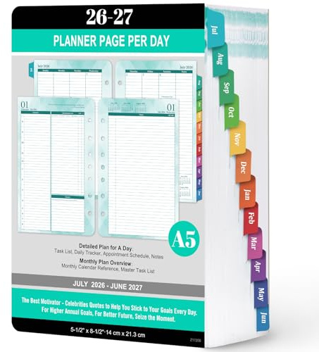 2026-2027 Planner Refills Weekly Monthly, 5.5 x 8.5, July 2026-June 2027