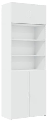 vidaXL Hochschrank Weiß 80x42,5x225 cm Holzwerkstoff, Schrank hoch, Seitenschrank, Badschrank, Schränke hoch, Seitenschränke, Badschrank hoch