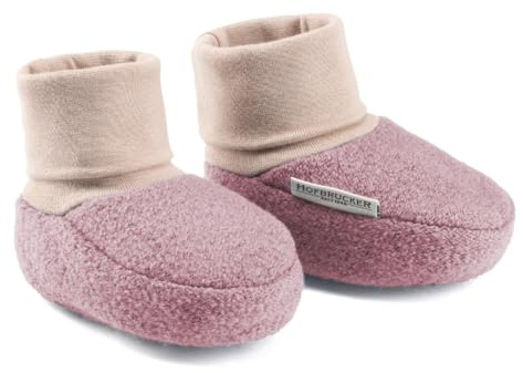 Hofbrucker Wollwalk Baby Schuh aus 100% Merinowolle, Ideal für die Babytrage, Anti-Rutsch Krabbel Babyschuh (altrosa, EU Schuhgrößensystem, Baby, Numerisch (von/bis), M, 18, 19)