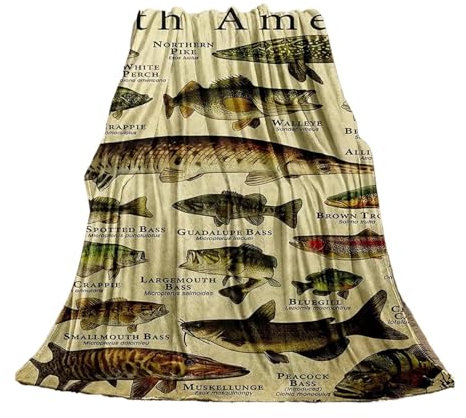 Fisch-Muster-Decke, Bettdecke für Sofa, Multifunktionale lustige Nickerchen Decke, Weiche dekorative Decke, gemütliche Bettdecke für Fischer, Angel-Enthusiasten