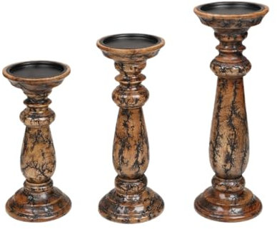 Kerzenhalter aus Holz, 3 Stück, dekorativer Kerzenhalter aus Holz für Weihnachtsdekoration, Bauernhaus, Hochzeit, Party, Esstisch, Dekoration, Spa, große Größe, 35,6 cm, 30,5 cm, 25,4 cm, Natur