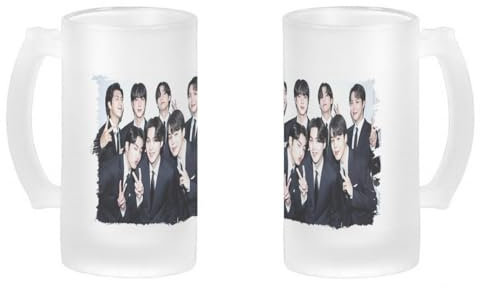 JARRA CERVEZA CRISTAL BTS grupo gala fan meeting japon cantantes esmerilada esmerilado 500ml