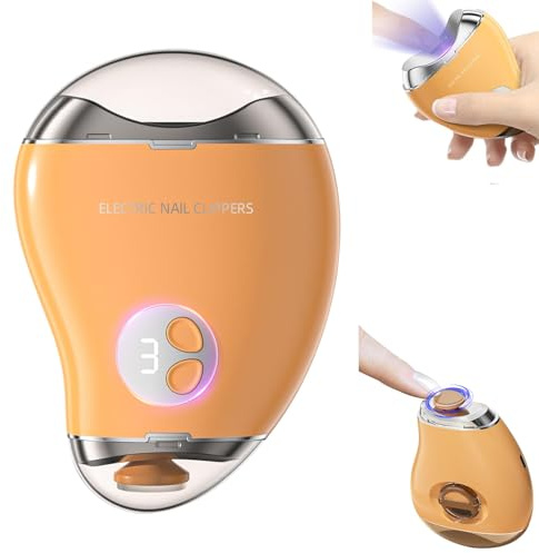 DarkSwan Electric Nail Clipper, 2 in 1 Nail File, USB Rechargeable Electric Nail Clippers with Nail Scraps Storage Polishing Automatic Nail Clippers for Women,Men,Seniors,Kids,Orange