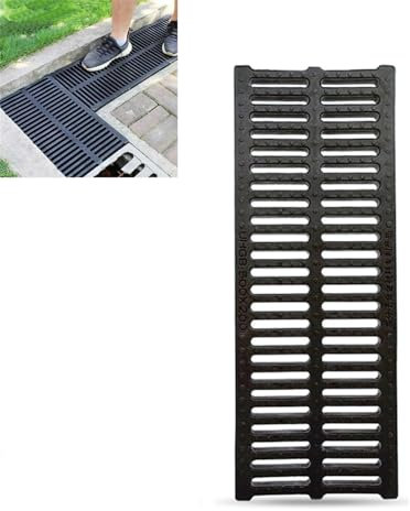 Canaletta Scolo Acqua Piovana Griglia di Drenaggio in Plastica Polimerica Lunga 50 Cm, 10 15 20 25 30 35 40 50 Cm di Larghezza, Griglia di Drenaggio per Grondaia per Terrazza Garage Cortile(50x15x2cm/