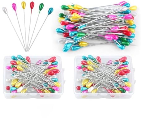 Weenwill Stecknadeln mit Kopf Lang,200 Stück Bunt Nähnadeln 55 mm mit Box Gerade Stecknadel für Schneiderei,Schmuck,DIY-Dekoration,Kunsthandwerk und Nähprojekte