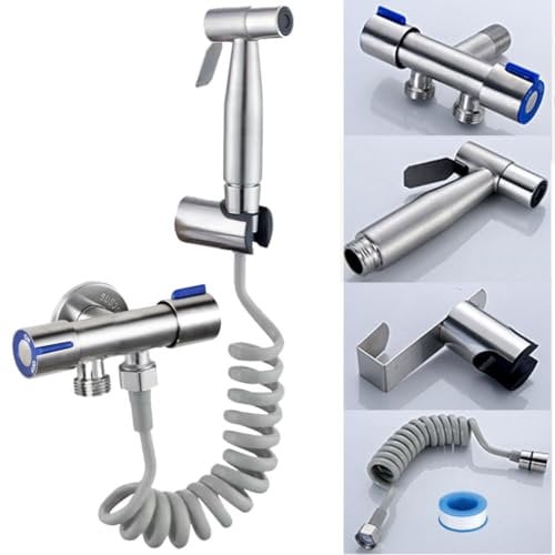 CHILL HOUSE Ducha Higienica para WC en Acero Inox con Grifo bidet, Manguera Bidet y Ducha bidet para Inodoro Completo - Grifo para WC con Ducha inodoro para Duchas Higienicas
