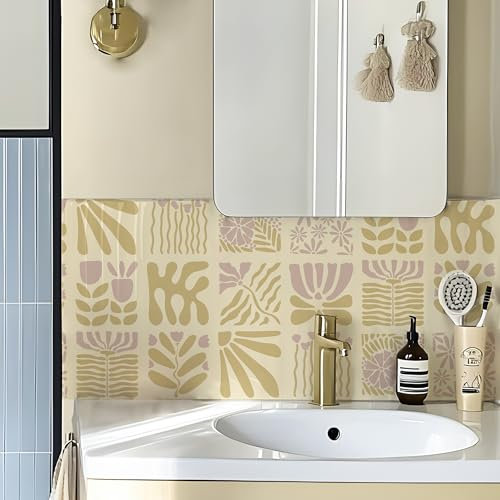 Alwayspon Piastrelle adesive in vinile rosa per pavimenti e pareti, 10 pezzi, 15 cm, autoadesive, per pavimenti in vinile, impermeabili, paraspruzzi per cucina e bagno