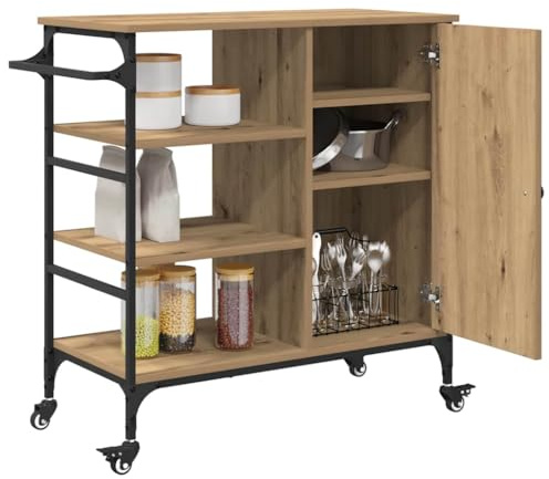 vidaXL Küchentrolley Artisan-Eiche 87,5 x 39 x 84,5 cm Holzwerkstoff | Dieser Küchentrolley ist super einfach zu bewegen, Genug Platz für deine Küchenutensilien,