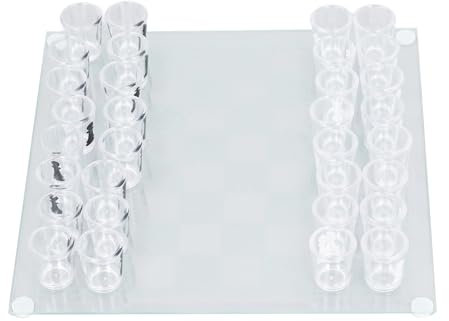 Schnapsglas Schach -Set -Schach- und Weinbecher -Spiel -Trinkspiel -Set -Schachbrett mit Schnapsglasschachstücken 22,5 X 22,5 cm