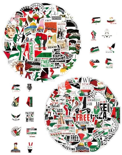 HUVZOR 100Pcs Autocollant Palestine, Free Palestine Sticker Palestinien Drapeau palestine Autocollant Voiture Scrapbooking Imperméables Graffiti autocollant pour Enfant Adulte